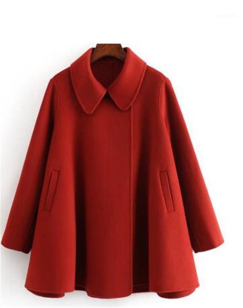 

women's wool & blends women autumn and winter retro short coat double-sided cashmere all-match small woolen a-line red wool1, Black