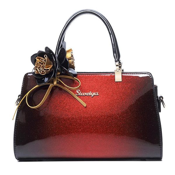 

new fashion flower women handbags european design patent leather ladies shoulder bags female girl crossbody bag