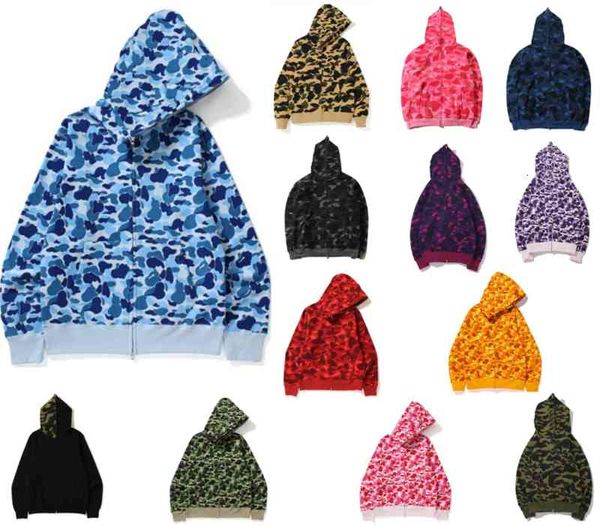 

men's jackets mens women men hooded sweater hoodie jacket camouflage color sharkk face design spring autumn and winter cotton m-xx, Black;brown