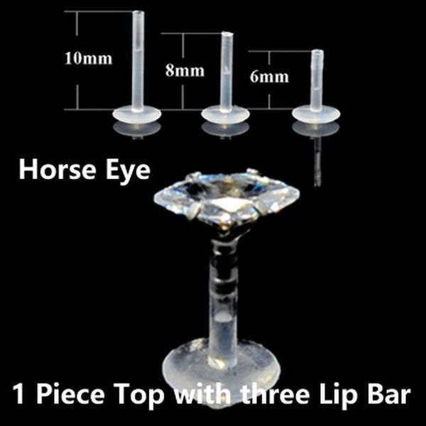 

bog-1pc horse eye&ellipse&square&dew drop&star bioplast flexible labret stud lip ring ear tragus ear cartilage earring piercing q bbyrnx, Silver