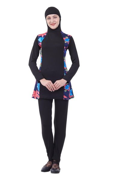 

2021 new swimsuit plus size women's full face hijab bath burns islamist with flowers clothes 99ky, Red