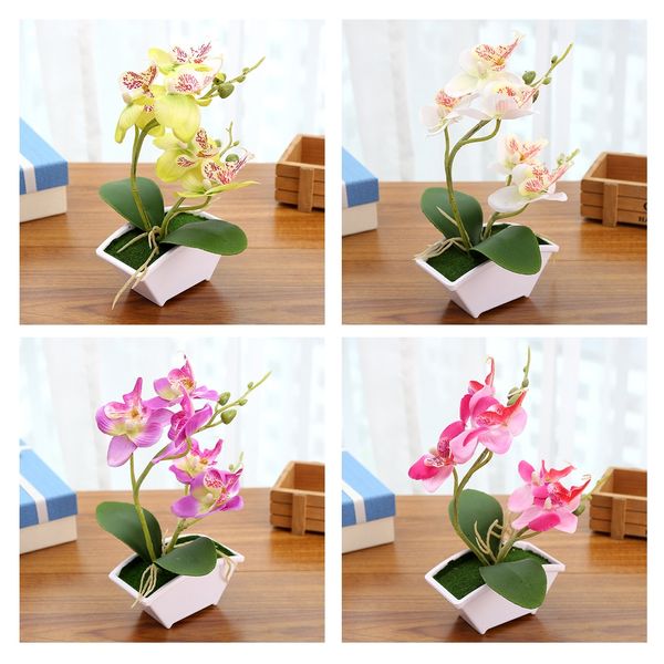 

4pcs artificial orchid bonsai simulated phalaenopsis flower bouquet decor