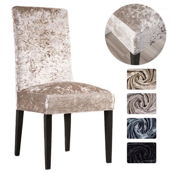 

chair covers 2021 velvet shiny fabric universal size cover stretch seat case slipcovers for dining room1