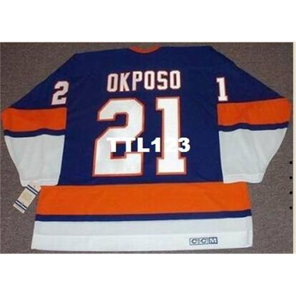 

men #21 kyle okposo new york islanders 1970's ccm vintage home hockey jersey or custom any name or number retro jersey, Black