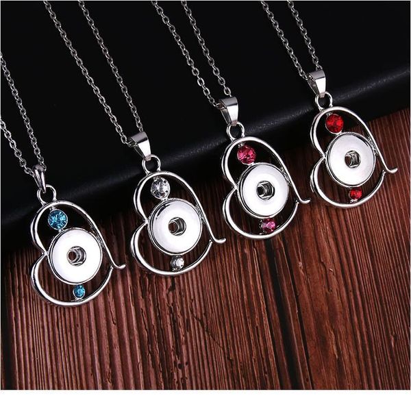 

new snaps jewelry retro metal snap button necklaces 18mm 20mm snap pendant necklace for women girls diy button jewe bbyfeh, Silver