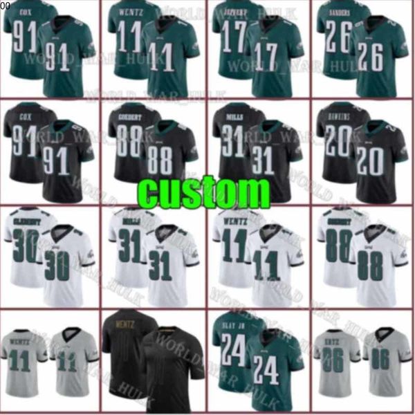 

2020 custom philadelphia eagles jerseys 2 jalen hurts reagor 26 miles sanders wentz jackson brian dawkins 86 zach ertz 13 travis fulgham, Black;red