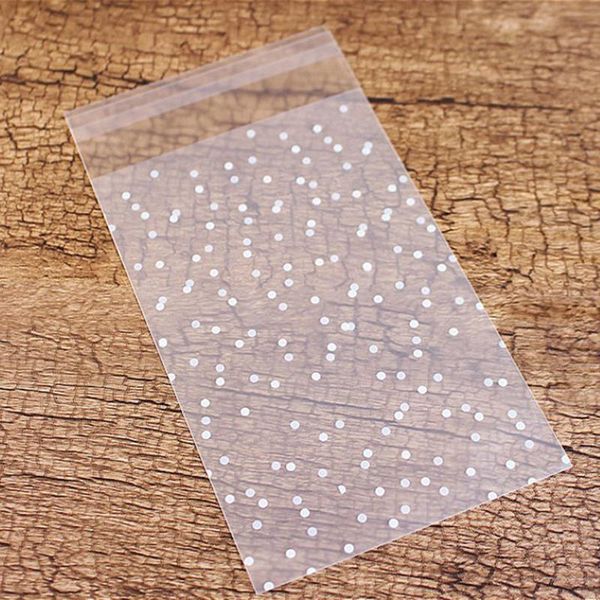 

100pcs plastic transparent cellophane polka dot candy cookie gift bag with diy self adhesive wedding birthday party present bag
