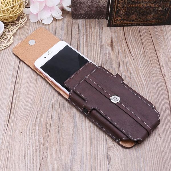 

thinkthendo fashion new men waist belt bum bag phone waist flip pockets leather cards holder case