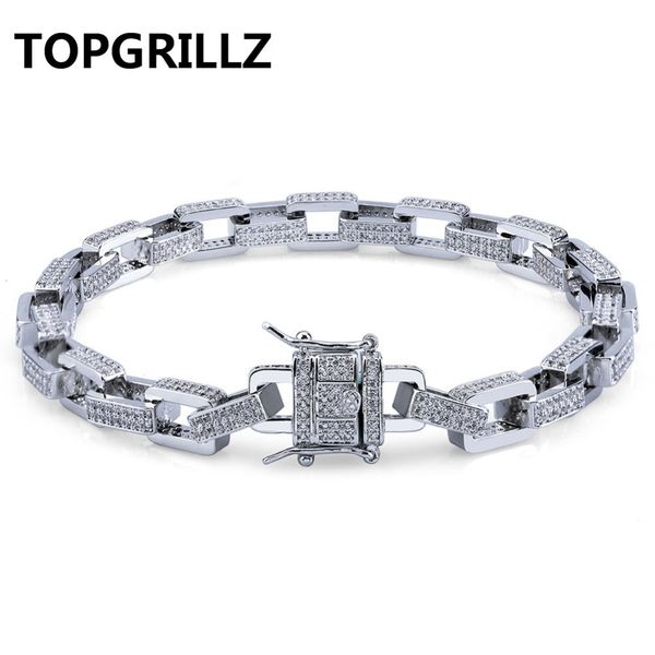 

rillz hip hop men jewelry bracelet copper gold/silver color plated iced out micro paved cz stone box chain bracelets 18" 22" 0930, Black