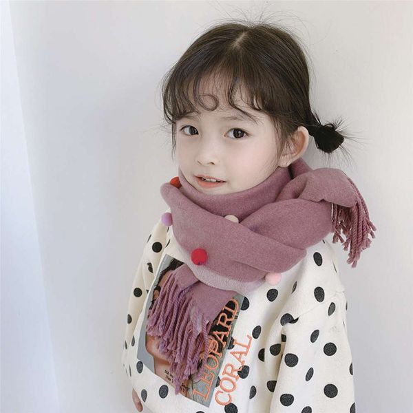 

imitation winter side warm cashmere double color beans boys and girls fashion versatile bib children's scarf buzjbuzjym1w, Red;brown