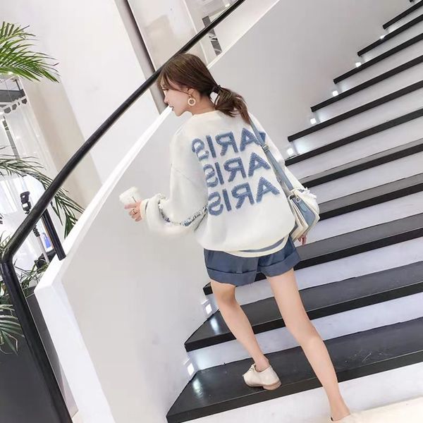 

letter tassel lazy pullover sweatersweaterwind sweet little fresh net red sweater pullover women's korean autumn new style coat fash, White;black
