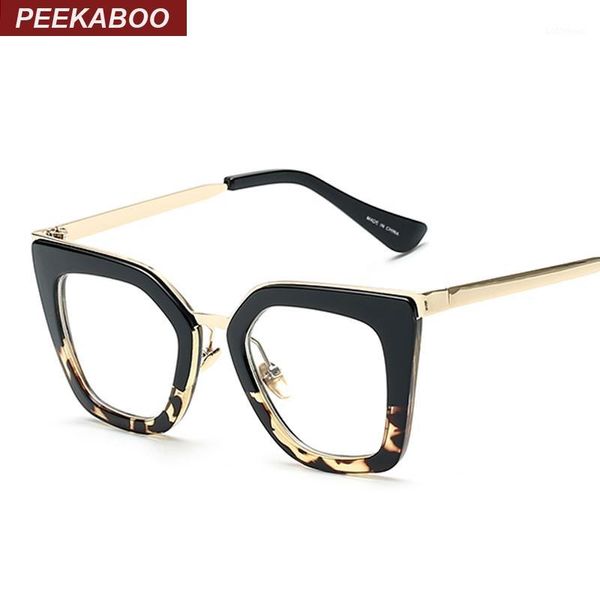 Sonnenbrillenrahmen Großhandel - 2021 Vintage Brillen Mode Cat Eye Halbmetallrahmen Brille für Frauen UV400 Schwarz Leopard1