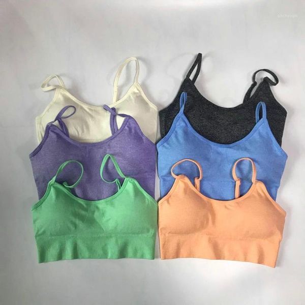 

gym clothing 6 colors seamless yoga bra women fitness cropped padded push up sports tank workout running active wear1, White;black