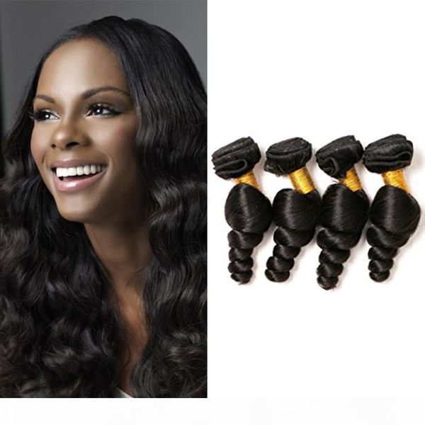 

wholesale 7a indian loose wave 4pcs lot natural black 10-28inch unprocessed virgin human hair weaves indian loose curly hair bundles, Black;brown
