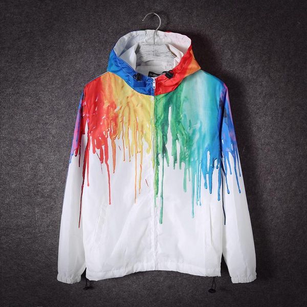 

women men spring fall white colorful graffiti hoodies jacket male female cardigan sweatshirt harajuku streetwear windbreaker, Black;brown