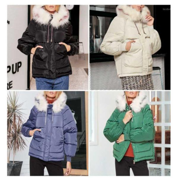

women's down & parkas 2021 women's winter jacket female cotton plus size hooded warm fur hooded1, Black
