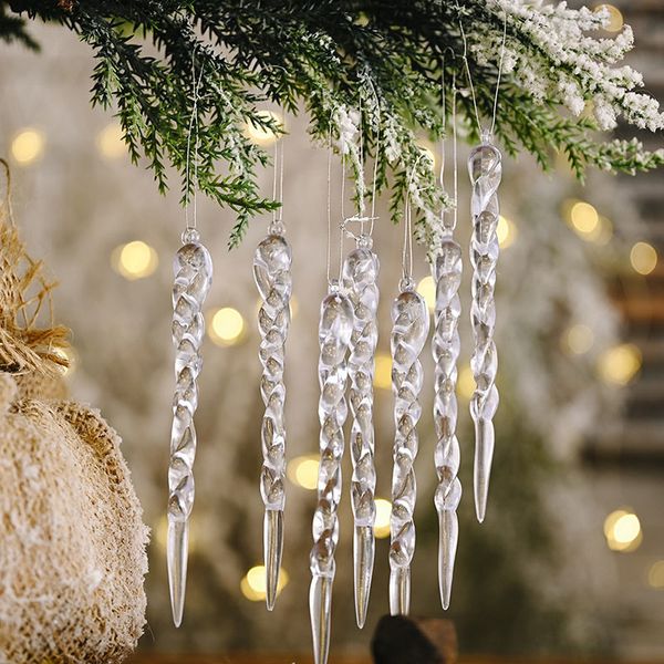

10pcs 13cm simulation ice xmas tree hanging ornament fake icicle winter party christmas new year decoration supplies