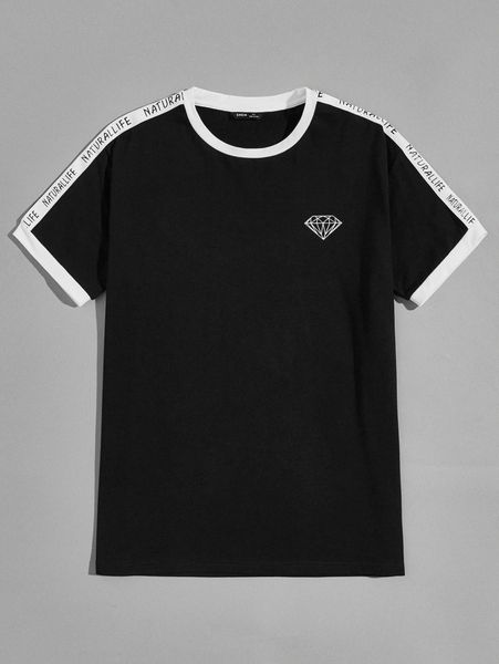

men diamond print letter tape tee d1nq#, White;black