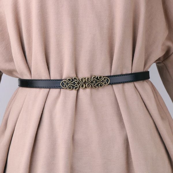 

мода женщин штраф украшение платье простой и универсальный кожаный корейский небольшой пояс с юбкой, Black;brown