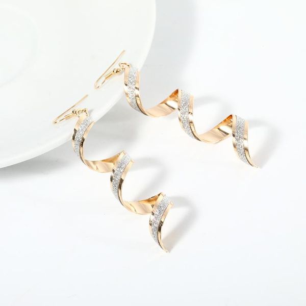 

stud twisted spiral frosted earrings personality exaggerated european and american style women's, Golden;silver