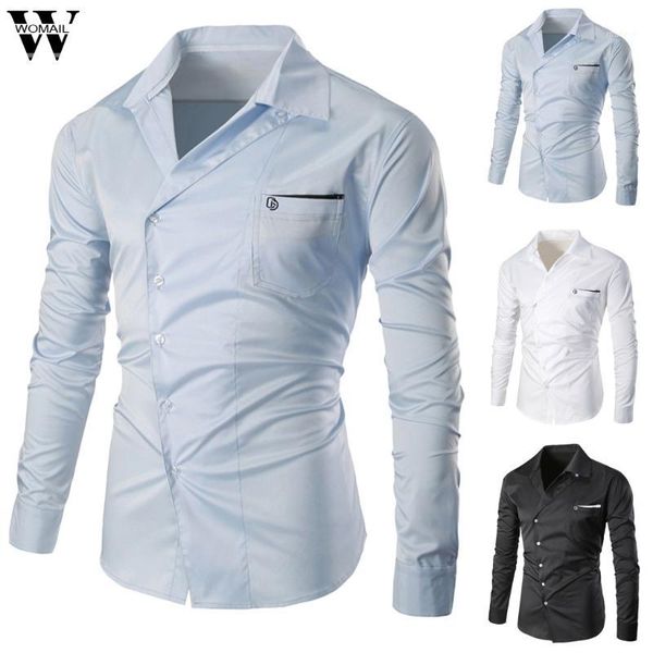 

womail shirt men's summer new fashion business formal shirt long sleeve solid button daily 2019 casual m5271, White;black