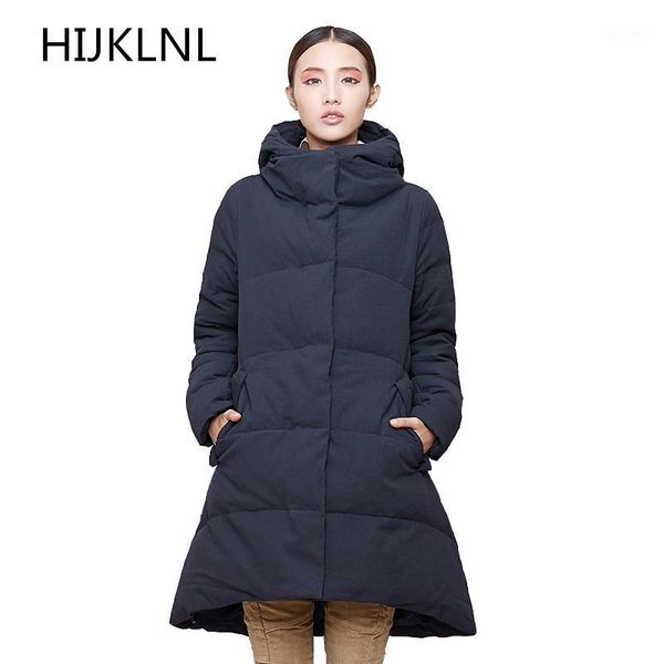 

2018 new winter women's down jacket 100% white duck down long hooded casual high-end thicken warm coat tq3221, Black
