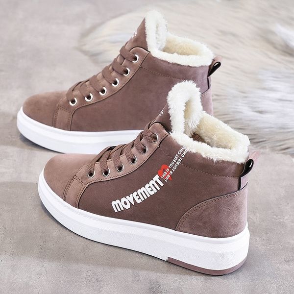 

winter ankle boots women warm thick plush suede snow boots female pu leather sneaker fur shoes women botines mujer y200915, Black