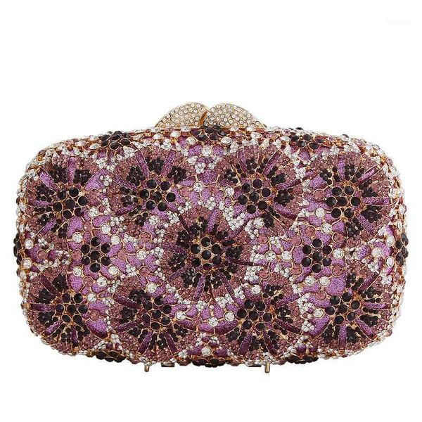 

women fashion metal diamond banquet clutch bag female crystal one shoulder chain presenter dress handbag for party bridal bag1