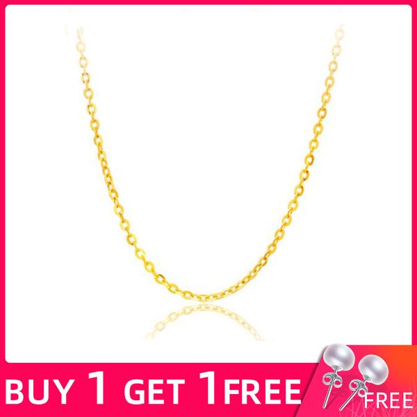 

zhixi] pure 18k yellow gold necklace au750 pendant chain 45/60 / 80cmand three colors to choose for women fine jewelry d206 0927, Silver
