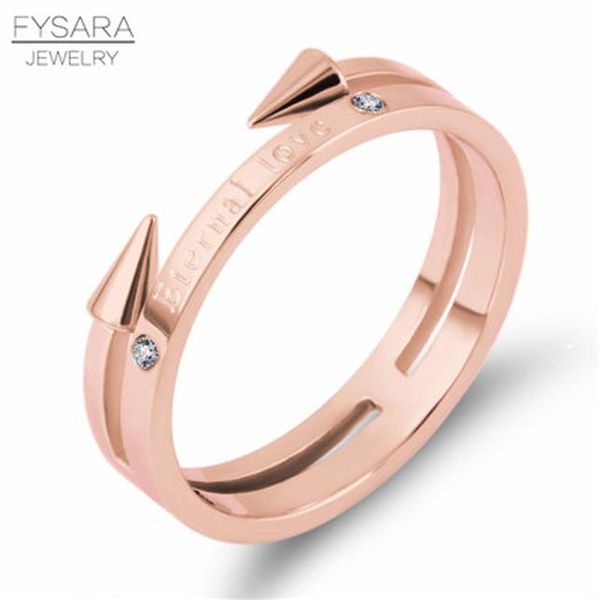 

fysara марка punk rock jewelry couple double rivet arrow перстни для женщин мужчины ctystal eternal love letter любовь nail ring jllbxy, Silver