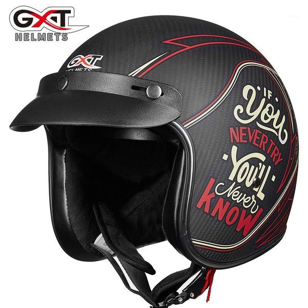 

gxt retro motorcycle helmet men/women carbon fiber motorbike racing half face helmets electric moto riding ece safety helmet1