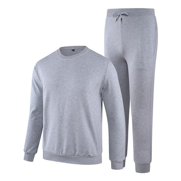 

2021 new treino conjunto ocasional moletom sweatpants homens nova chegada masculino roupas de slida k63 2 peas define tozw, Gray
