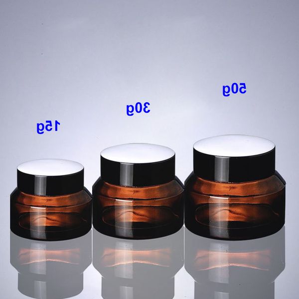 

15g 30g 50g brown jar pot- inclined shoulder glass container for wax, oil, cream, cosmetic - travel refillable sample packaging bottle