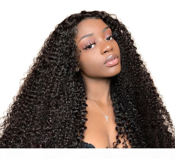 

360 lace kinky curly human hair wigs for women brazilian virgin human hair wigs pre plucked 150% density, Black;brown