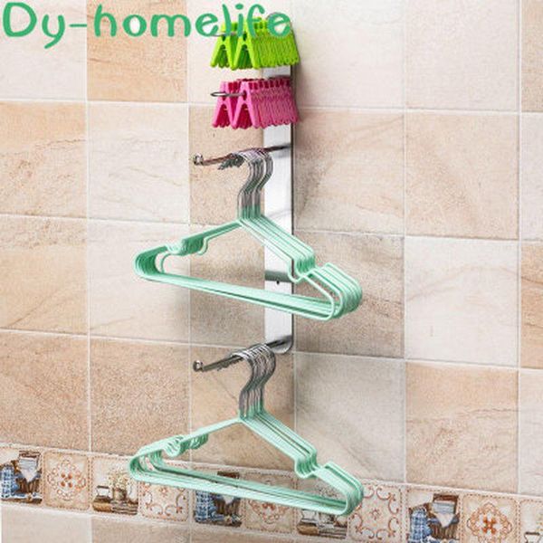 

four-layer stainless steel hanger storage organizer bathroom hook essential artifact storage non-marking sticky hook