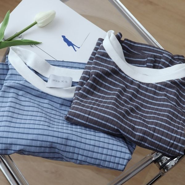 

pakxs plain ratio striped short striped ratio is plain good new fabric t-shirt short fabric t-shirt new is good nw14m, White