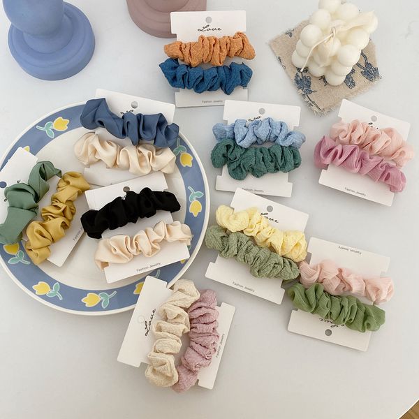 

2 pieces of cream girl's sweet and versatile head rope large intestine circle ins ball ring korean hair ornament