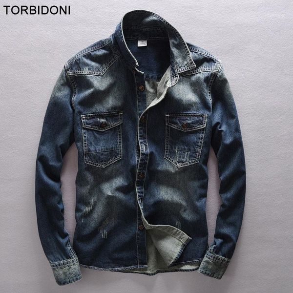 

2017 fashion men denim shirts long sleeve camisa masculina denim blue jeans shirt casual retro washed blouses chemise homme1, White;black