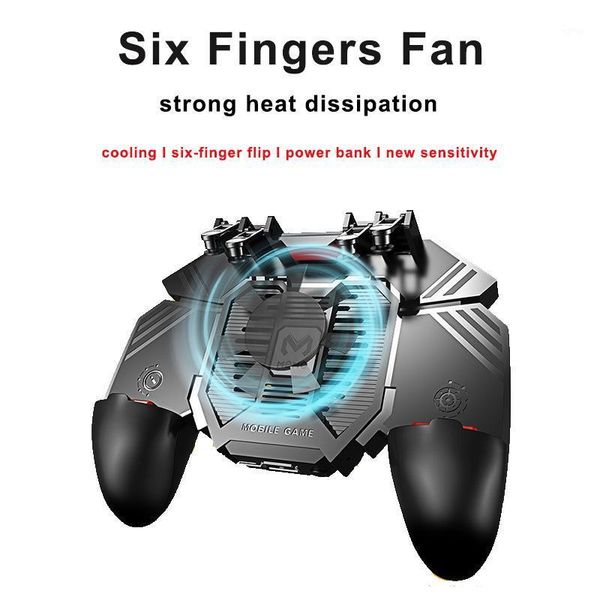 

game controllers & joysticks arrival ak77 for pubg helper mobile phone gamepade radiator handle water-cooled fan six fingers pugb power bank