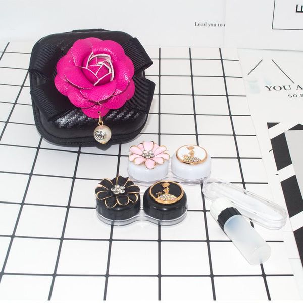 

урожай ретро контакт lens case box с зеркалом travel kit 2pairs контейнер для контактных линз линзы для хранения box очки case кпт bbyogf, White;black