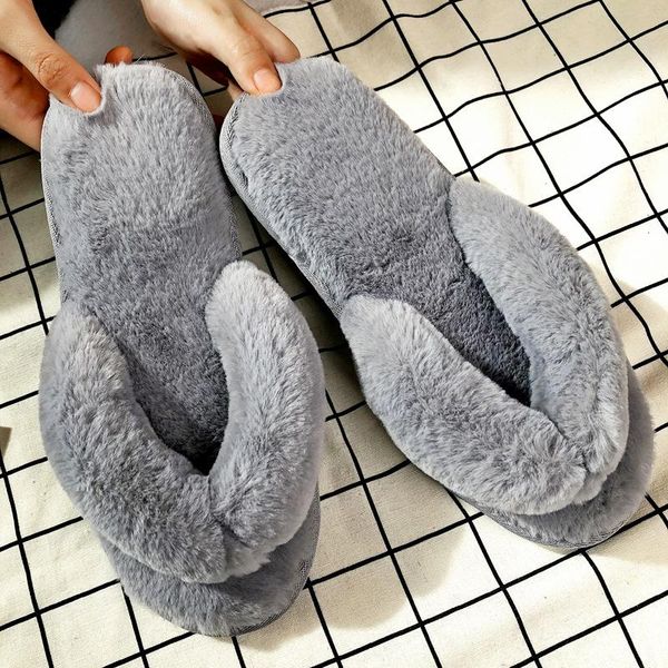 

2020 winter fashion plush warm fluffy faux fur slippers slip on female house fur flip flops pink memory foam indoor women shoes, Black