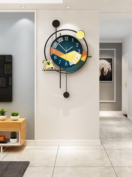 

wall clocks creative fashion clock living room art deer modern sticker decor nordic design wandklok big eg50wc