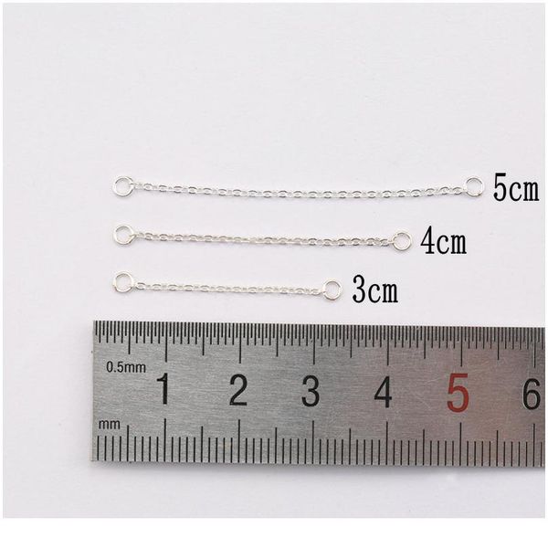 

3-5cm 925 sterling silver jewelry cross chain box chain silver extender chain for jewelry making diy jewelry findings o jllpih, Black;white