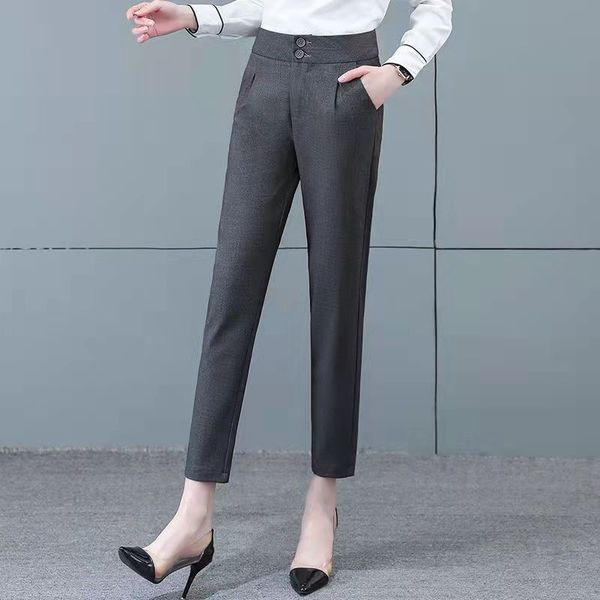 

harlan pants women's spring and autumn new black loose slim nine point trousers high waist casual pants women, Black;white