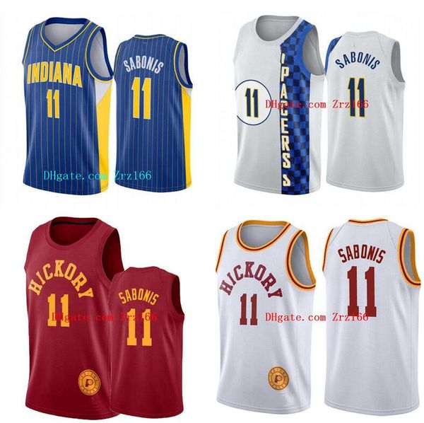 

men basketball indiana pacers 11 domantas sabonis 2020-21 jersey city sleeveless jersey and shorts, Black;red