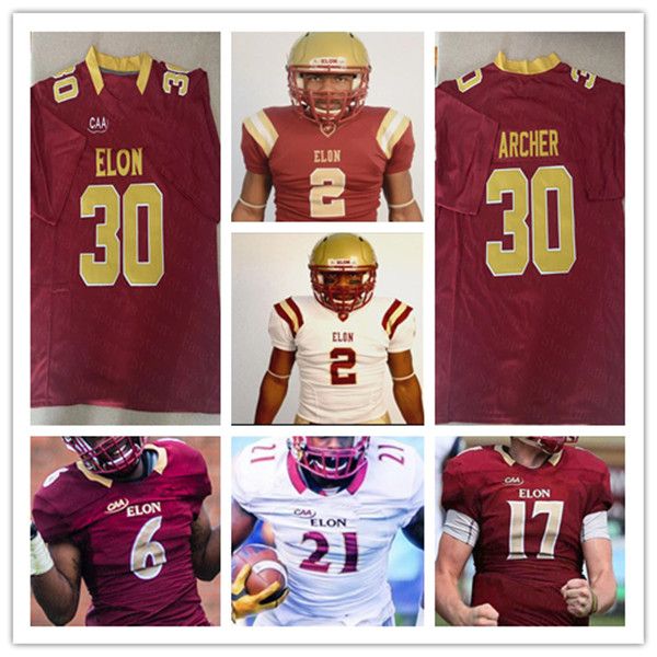 Custom NCAA Elon College Football Jersey Davis Cheek Joey Baughman Jaylan Thomas Cole Taylor Trevon Jones Greg Liggs Jr.Blynd Cyphers