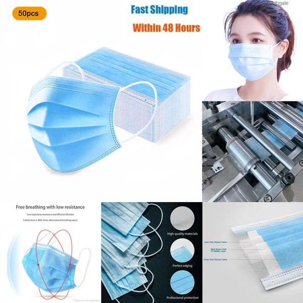 

mouth send face 3-layer sell dustproof 50factory quick anti pm2.5 safety men women disposable masks black pink blue white