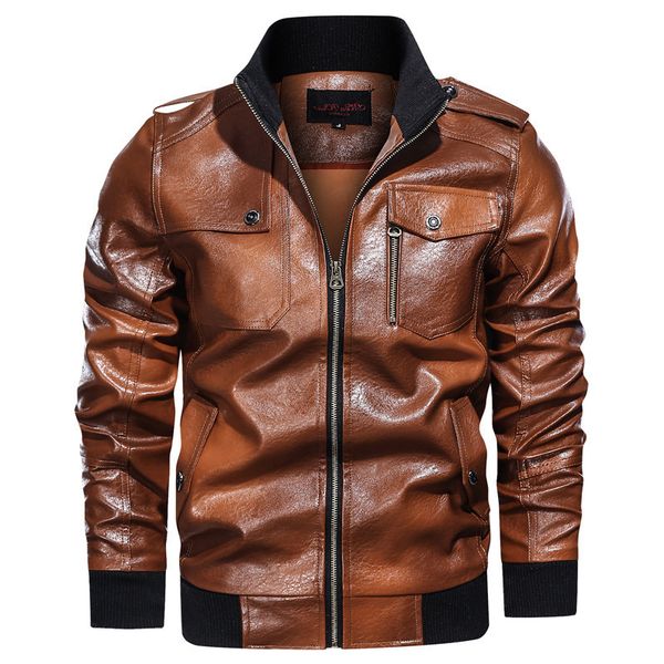 

new autumn and winter leather plus size pu baseball uniform motorcycle casual fashion men's jacket, Black;brown