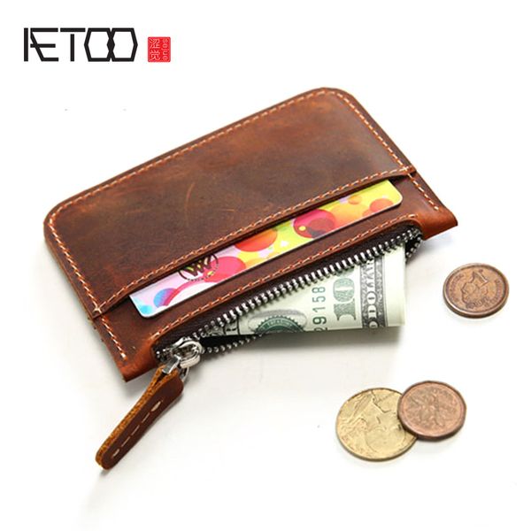 

hbp aetoo vintage short leather zero wallet, Brown;gray