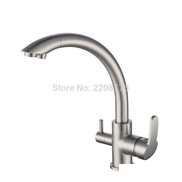 

wholesale- wholesale solid brass brushed nickel kitchen faucet osmosis reverse tri flow filtered sink mixe jllwpj sport77777
